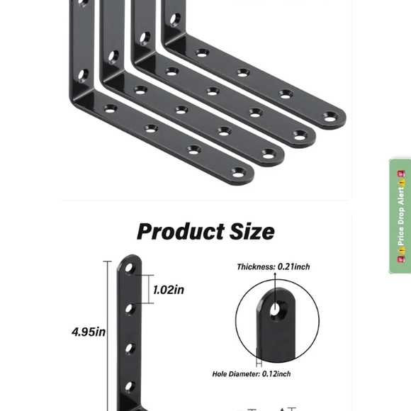 5x3 inch L angle bracket for shelves (32) - Picture 3 of 6